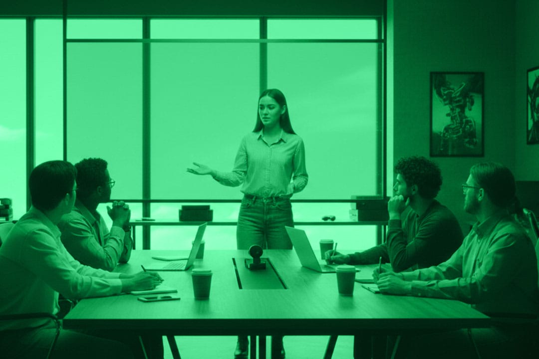 Beitragsbilder-Blog-Trends2026 Die Trends zu Gamfication und Serious Games im Jahr 2026 werden in einem Meeting präsentiert.