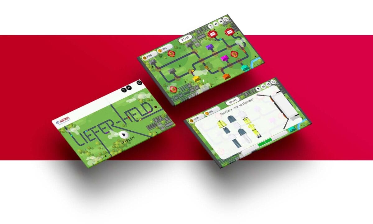 Digitale Spielflächen des Lernspiels „Liefer-Held“ simulieren Lieferkettenmanagement.