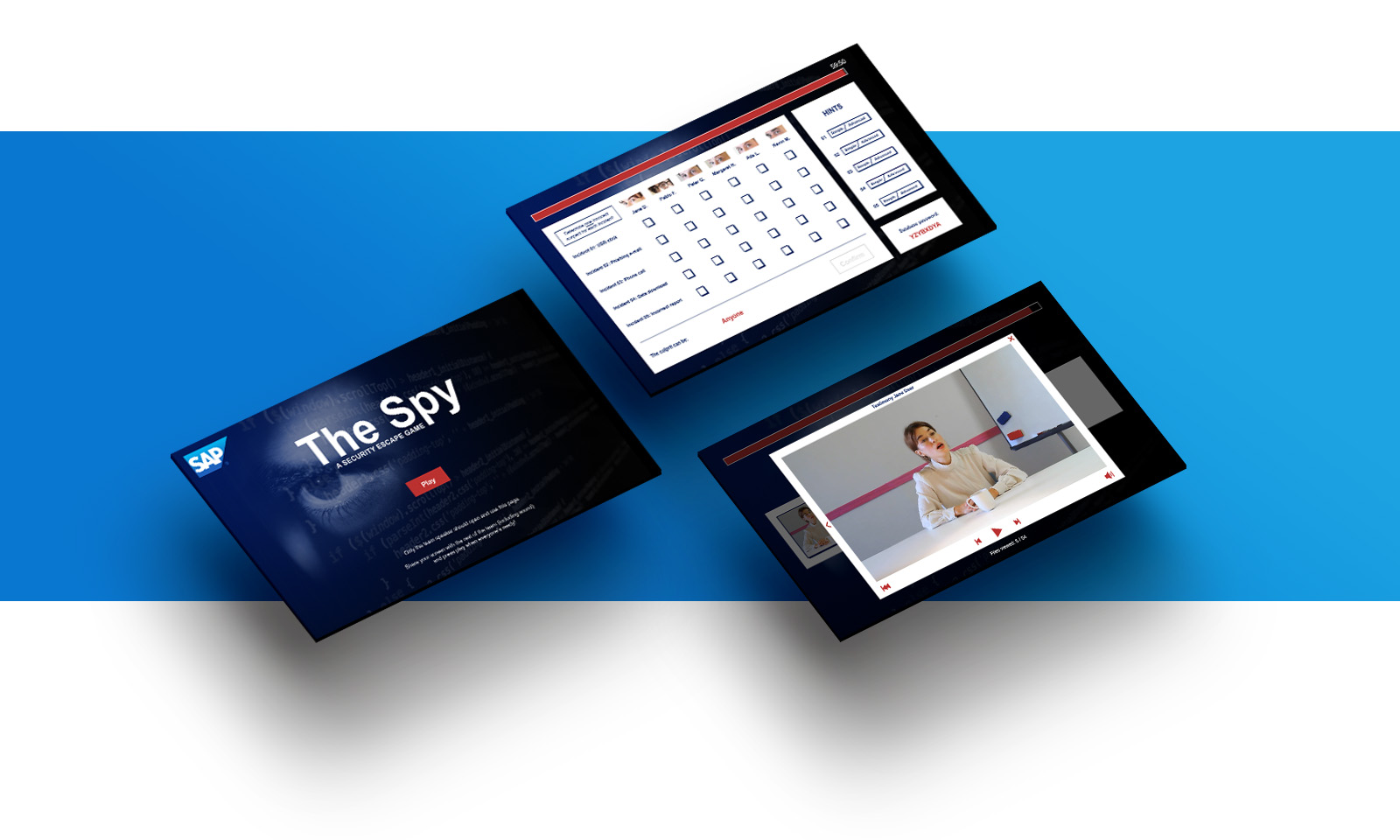 SAP "The Spy" - Beispielhafte Screenshots aus dem Digital Escape Game